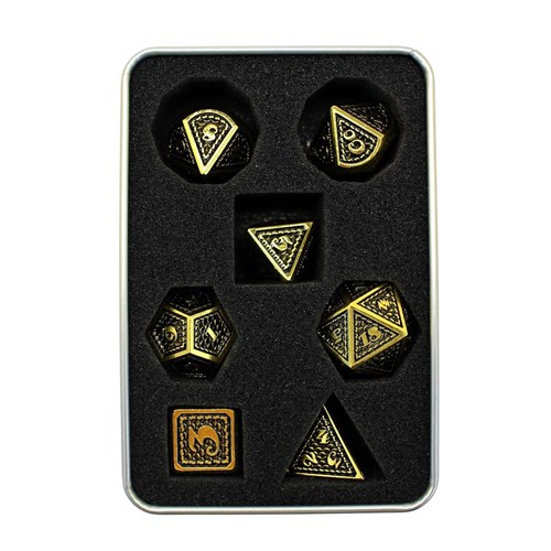 7-Piece Metal RPG Dice Set — Dragon Scale Faux Gold - photo 29932