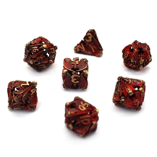 7-Piece Metal RPG Dice Set — Bronze Angelic Sword - photo 29940