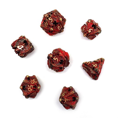 7-Piece Metal RPG Dice Set — Bronze Angelic Sword - photo 29941