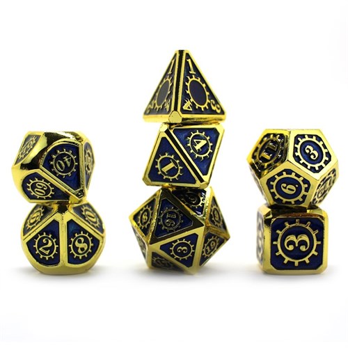 7-Piece Metal RPG Dice Set — Dark-Blue Mechanism - photo 29953