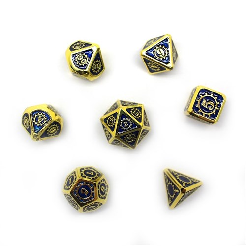 7-Piece Metal RPG Dice Set — Dark-Blue Mechanism - photo 29954