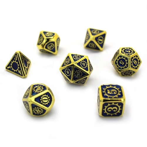 7-Piece Metal RPG Dice Set — Dark-Blue Mechanism - photo 29955