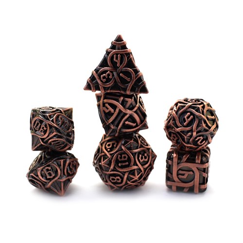 7-Piece Metal RPG Dice Set — Patterned Bronze - photo 29961