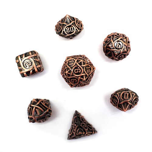 7-Piece Metal RPG Dice Set — Patterned Bronze - photo 29962