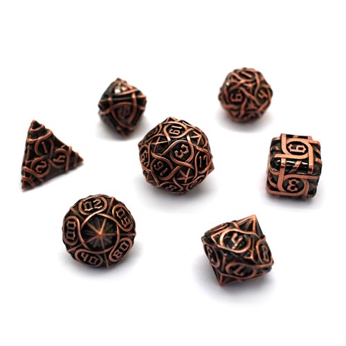 7-Piece Metal RPG Dice Set — Patterned Bronze - photo 29963