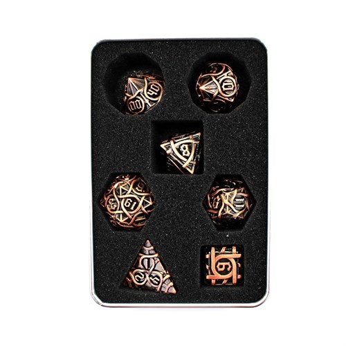 7-Piece Metal RPG Dice Set — Patterned Bronze - photo 29964
