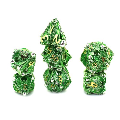 7-Piece Metal RPG Dice Set — Green Angelic Sword - photo 29966