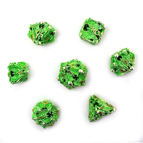 7-Piece Metal RPG Dice Set — Green Angelic Sword - photo 29968