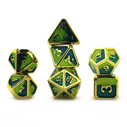 7-Piece Metal RPG Dice Set — Green-Blue Web - photo 29972