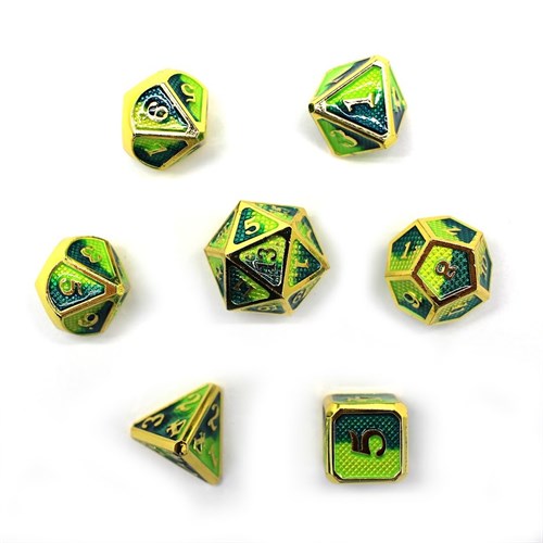 7-Piece Metal RPG Dice Set — Green-Blue Web - photo 29973