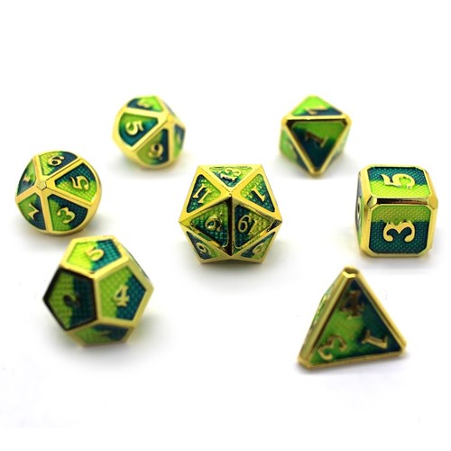 7-Piece Metal RPG Dice Set — Green-Blue Web - photo 29974