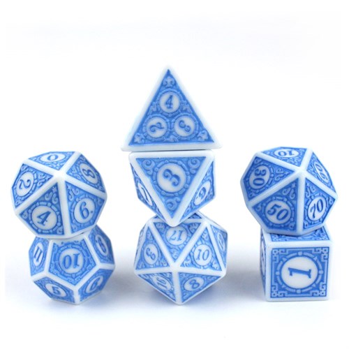 7-Piece RPG Dice Set — Gaming Blue-White - photo 29977