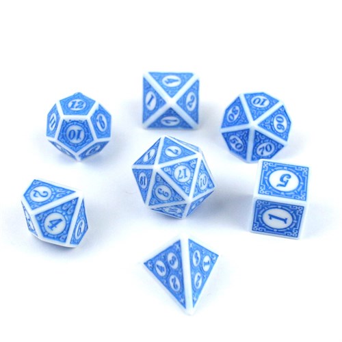 7-Piece RPG Dice Set — Gaming Blue-White - photo 29978