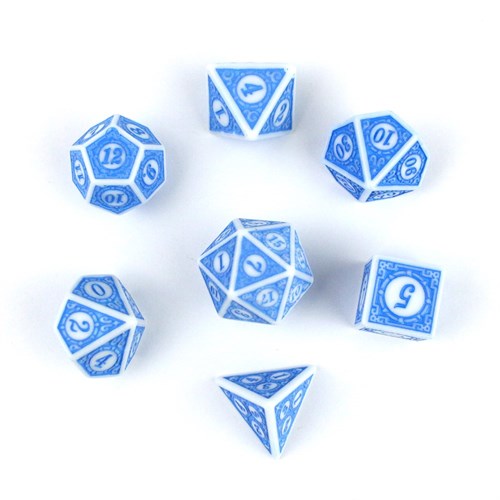 7-Piece RPG Dice Set — Gaming Blue-White - photo 29979