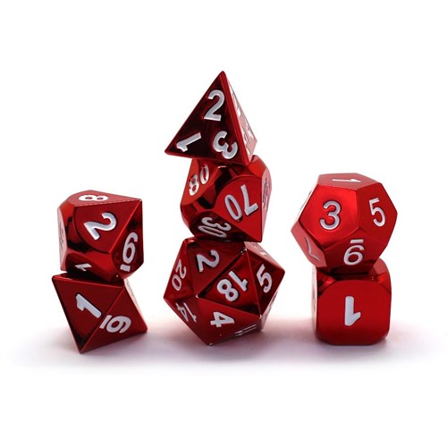 7-Piece Metal RPG Dice Set — Gloss Metallic Metallic Red - photo 29985