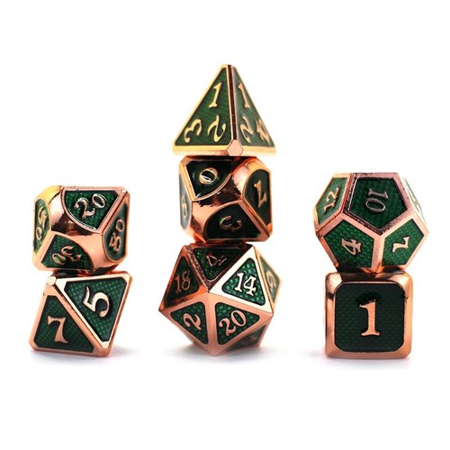 7-Piece Metal RPG Dice Set — Red-Patinated Web - photo 29986