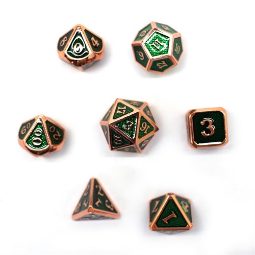 7-Piece Metal RPG Dice Set — Red-Patinated Web - photo 29987