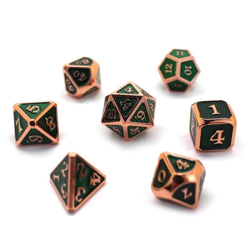 7-Piece Metal RPG Dice Set — Red-Patinated Web - photo 29988