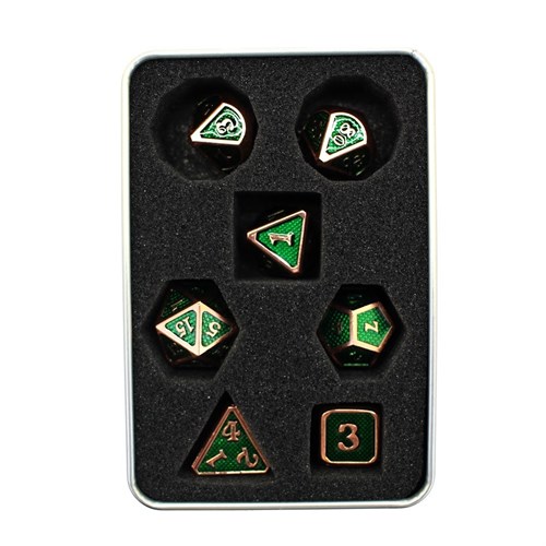 7-Piece Metal RPG Dice Set — Red-Patinated Web - photo 29989
