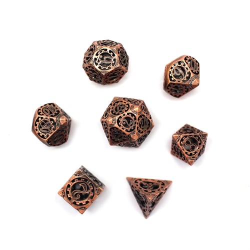 7-Piece Metal RPG Dice Set — Bronze Gears - photo 30000