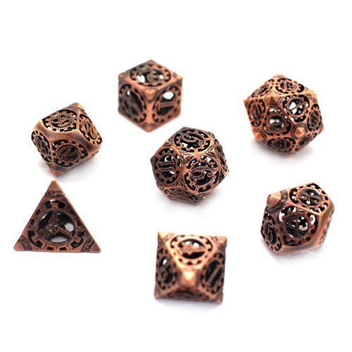 7-Piece Metal RPG Dice Set — Bronze Gears - photo 30001