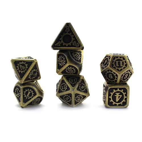 7-Piece Metal RPG Dice Set — Antique-Bronze Mechanism - photo 30004