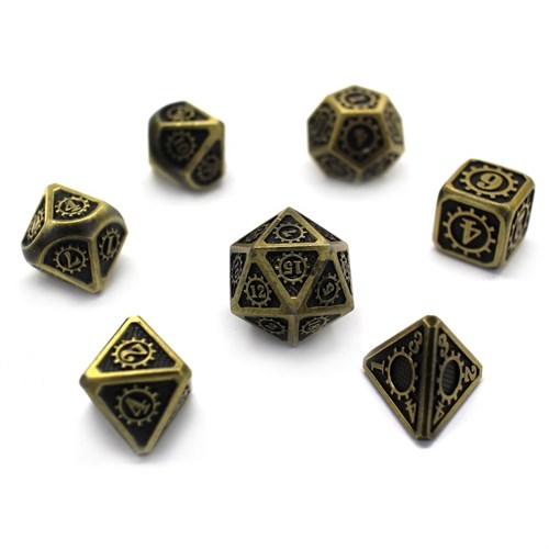 7-Piece Metal RPG Dice Set — Antique-Bronze Mechanism - photo 30005