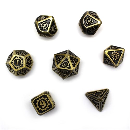 7-Piece Metal RPG Dice Set — Antique-Bronze Mechanism - photo 30006