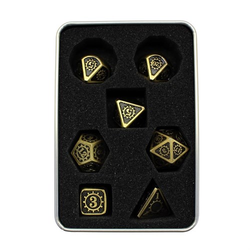 7-Piece Metal RPG Dice Set — Antique-Bronze Mechanism - photo 30007