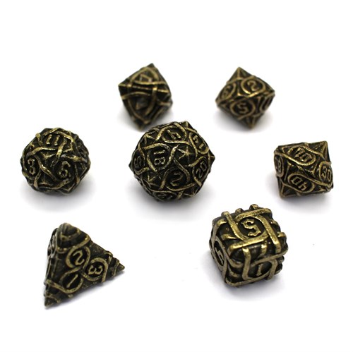 7-Piece Metal RPG Dice Set — Patterned Light Bronze - photo 30013