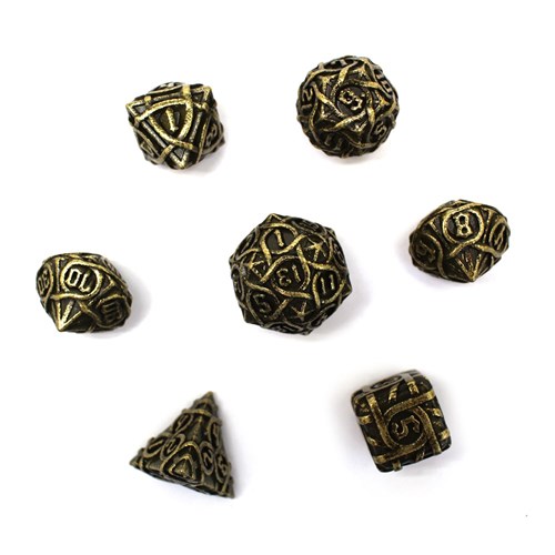 7-Piece Metal RPG Dice Set — Patterned Light Bronze - photo 30014