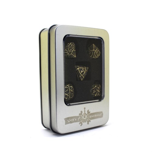 7-Piece Metal RPG Dice Set — Patterned Light Bronze - photo 30016
