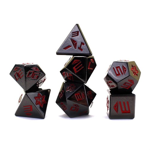 7-Piece Metal RPG Dice Set — Hexagram Black - photo 30017
