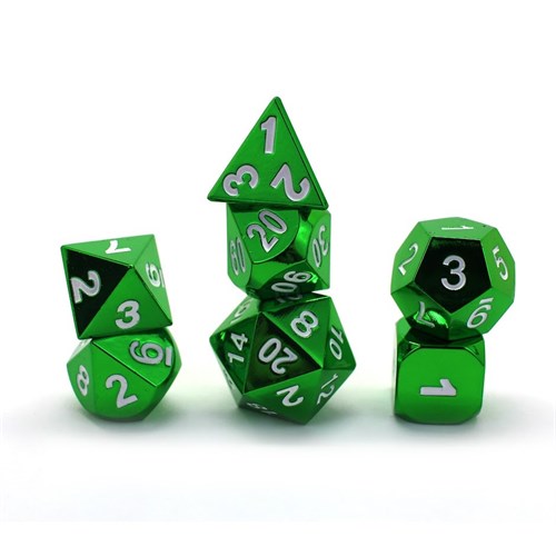 7-Piece Metal RPG Dice Set — Gloss Metallic Metallic Green - photo 30039
