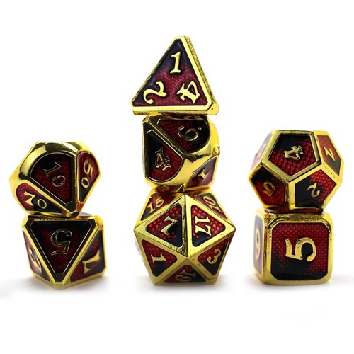 7-Piece Metal RPG Dice Set — Black-Gold Web - photo 30055
