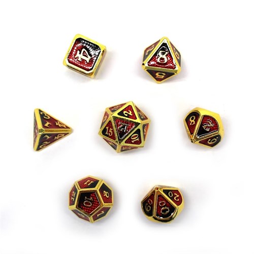 7-Piece Metal RPG Dice Set — Black-Gold Web - photo 30056