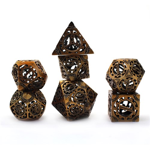 7-Piece Metal RPG Dice Set — Dark-Nickel Gears - photo 30060
