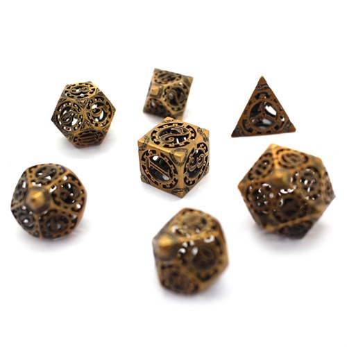 7-Piece Metal RPG Dice Set — Dark-Nickel Gears - photo 30061
