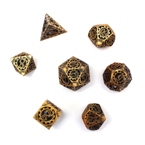 7-Piece Metal RPG Dice Set — Dark-Nickel Gears - photo 30062