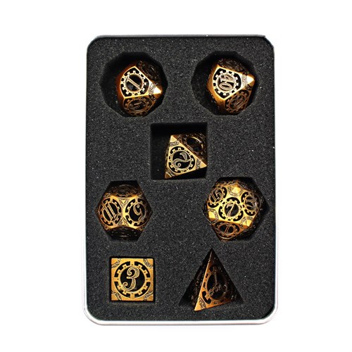 7-Piece Metal RPG Dice Set — Dark-Nickel Gears - photo 30063