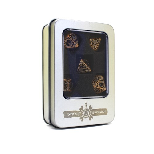 7-Piece Metal RPG Dice Set — Dark-Nickel Gears - photo 30064
