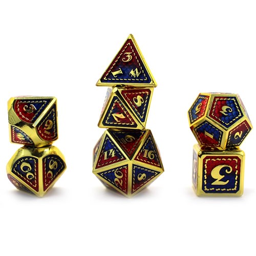 7-Piece Metal RPG Dice Set — Dragon Scale Red-Blue - photo 30066