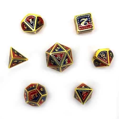 7-Piece Metal RPG Dice Set — Dragon Scale Red-Blue - photo 30067