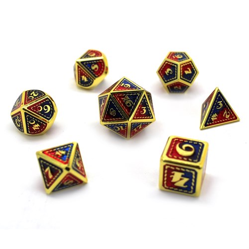 7-Piece Metal RPG Dice Set — Dragon Scale Red-Blue - photo 30068