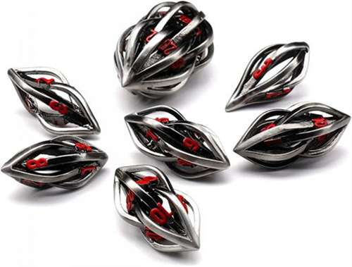 7-Piece Metal RPG Dice Set — Red Bullet - photo 30074