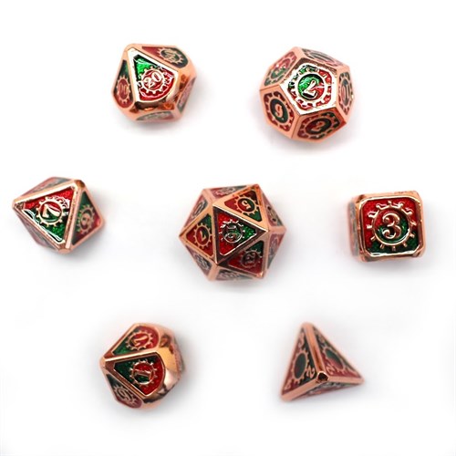 7-Piece Metal RPG Dice Set — Copper-Light Blue Mechanism - photo 30079