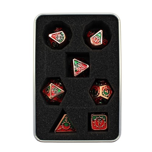 7-Piece Metal RPG Dice Set — Copper-Light Blue Mechanism - photo 30080