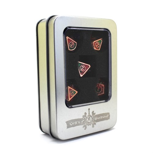 7-Piece Metal RPG Dice Set — Copper-Light Blue Mechanism - photo 30081