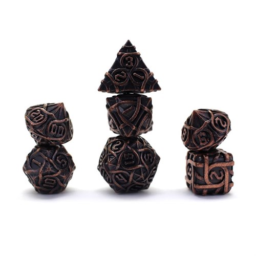 7-Piece Metal RPG Dice Set — Patterned Copper - photo 30087