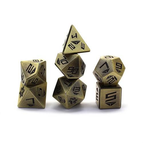 7-Piece Metal RPG Dice Set — Hexagram Gold - photo 30088
